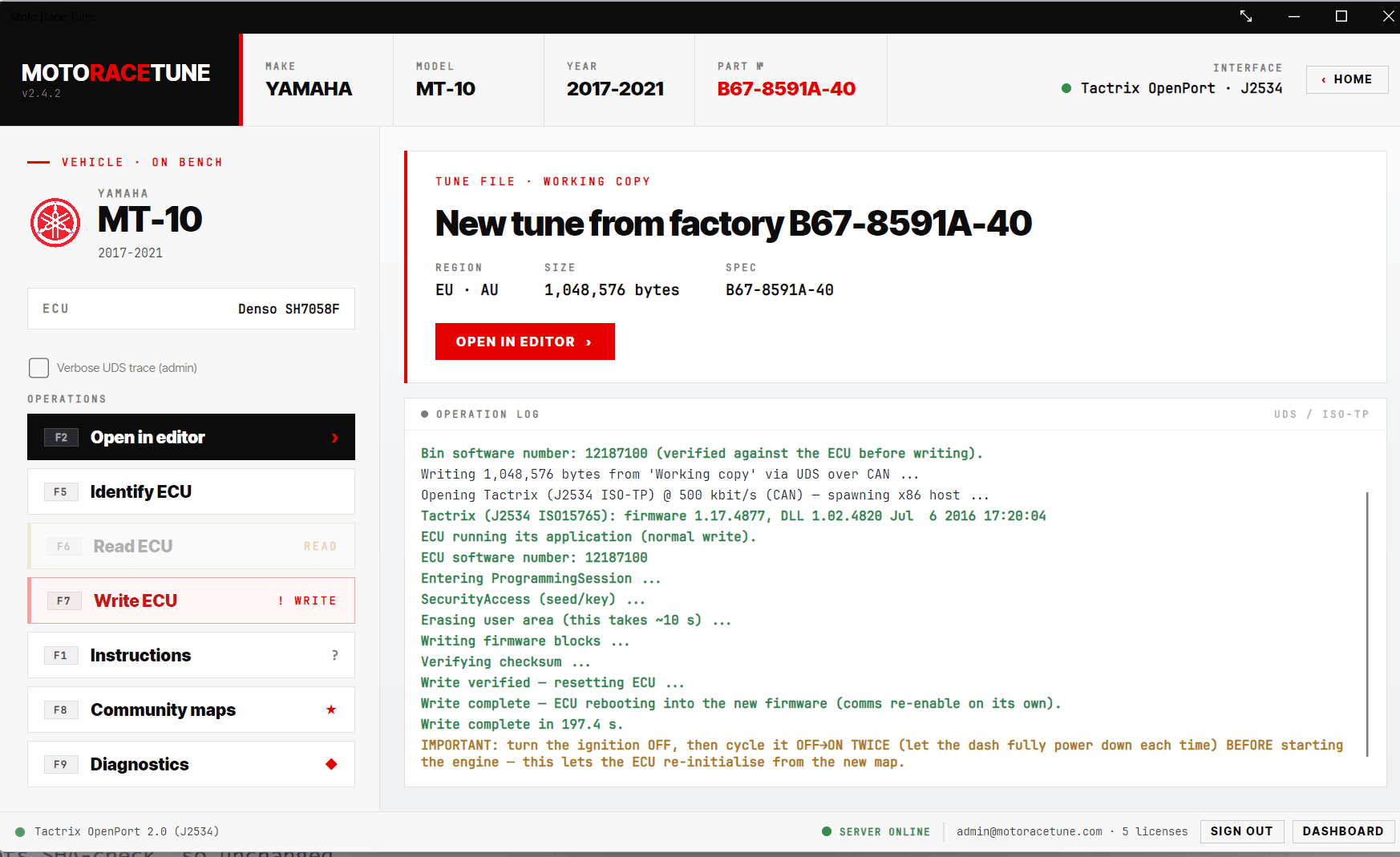A write running in the operation log